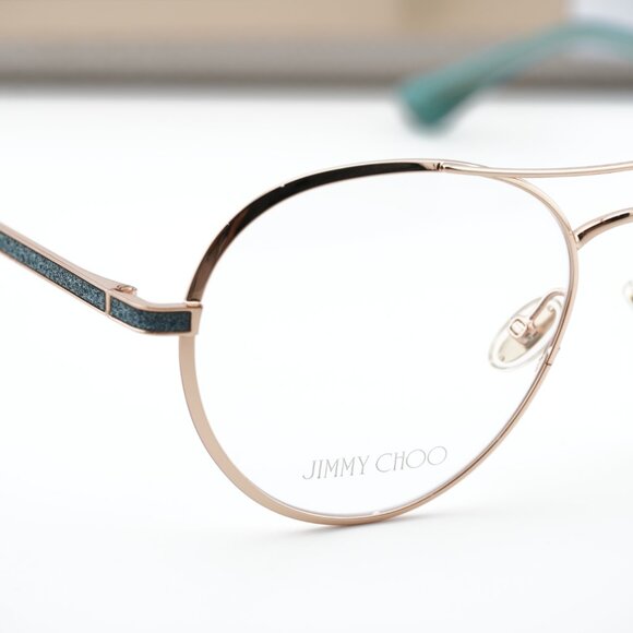 Jimmy Choo JC244 0OGA 00 Round 56mm Eyeglasses - Gold/Teal - Picture 2 of 12